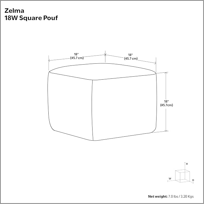 SIMPLIHOME Zelma Square Pouf – 18 inch Wide Upholstered PET Polyester Ottoman - Image 2