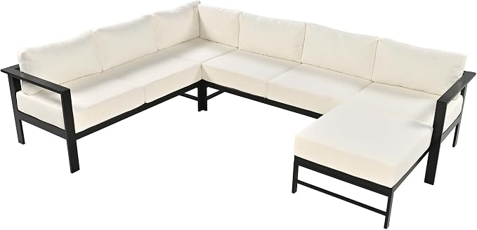 Multi-Person Outdoor Sofa Set, U-Shaped Aluminum Outdoor Sofa Set - Image 4