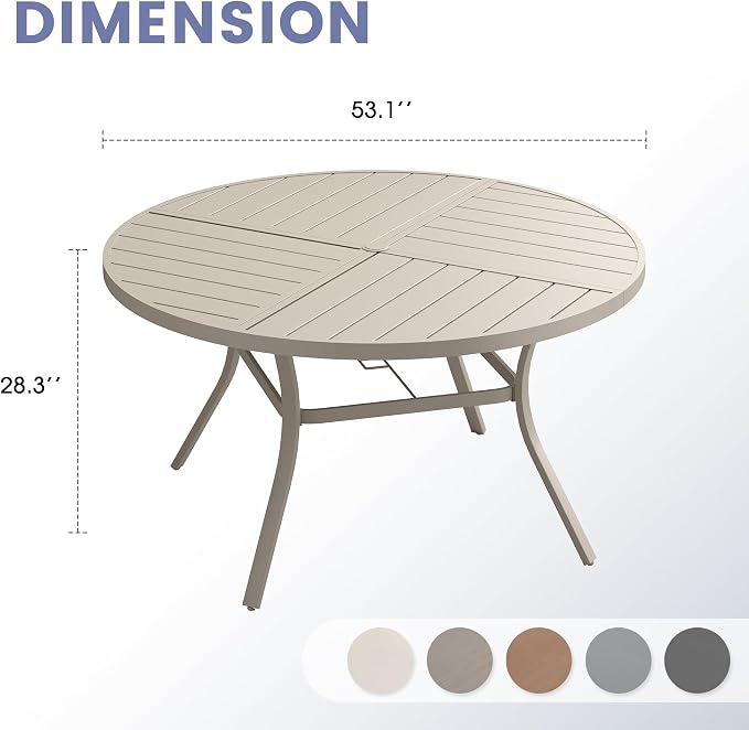 VICLLAX 53" Round Outdoor Table, Patio Dining Table - Image 3