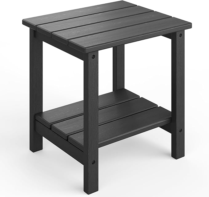 GarveeLife Adirondack Outdoor Side Table 18 x 15 in, HDPE 2-Tier Patio Side by GarveeLife