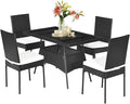 Tangkula 5 Piece Wicker Patio Dining Set, Outdoor Rattan Table & Chairs Set by TANGKULA