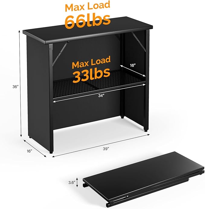 VINGLI 39" Commercial Grade Portable Bar Table - Image 2