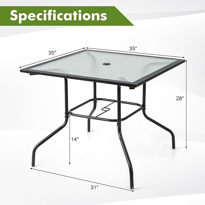 Tangkula 35 Inch Patio Dining Table - Image 3