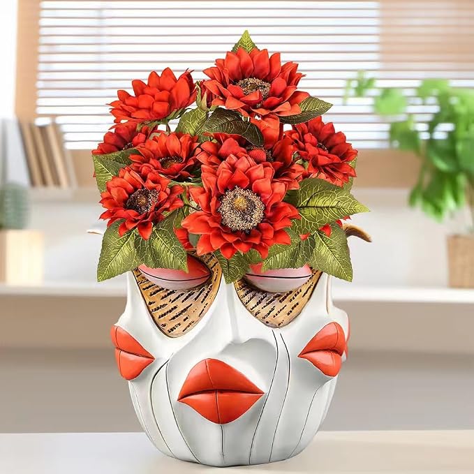 TOZLU Art Abstract Face Planters Pots Head, Unique Fun Abstract Face Flower Pot by TOZLU