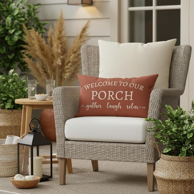 PANDICORN Welcome to Our Porch Stay Awhile Outdoor Lumbar Decorative Throw - Image 2