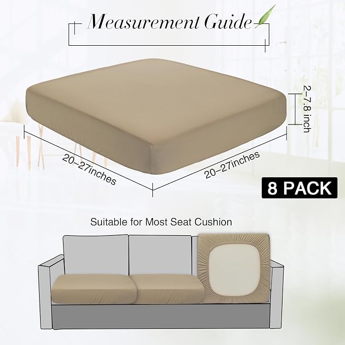 Newwiee 8Pcs Patio Cushion Covers Stretch Outdoor Cushion Cover Replacement - Image 2