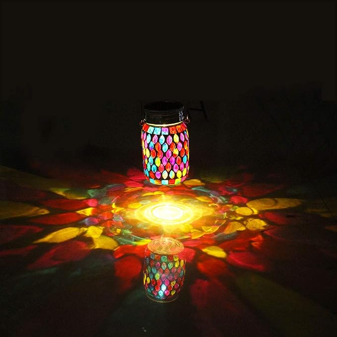 Mosaic Lights Outdoor Hanging Lanterns, Rechargeable Mosaic Solar Lanterns， - Image 9