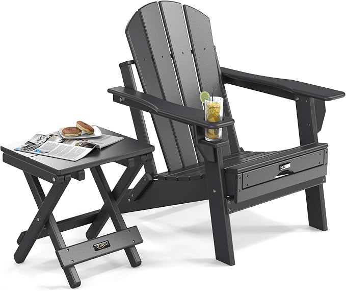 VINGLI Small Folding HDPE Side Table, Plastic Waterproof Portable Adirondack - Image 8