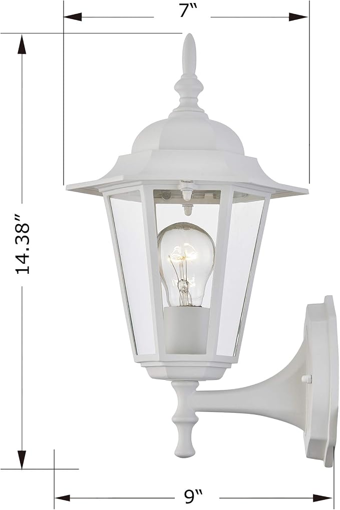 WISBEAM White Outdoor Wall Lantern, Outdoor Wall Sconce - Image 7