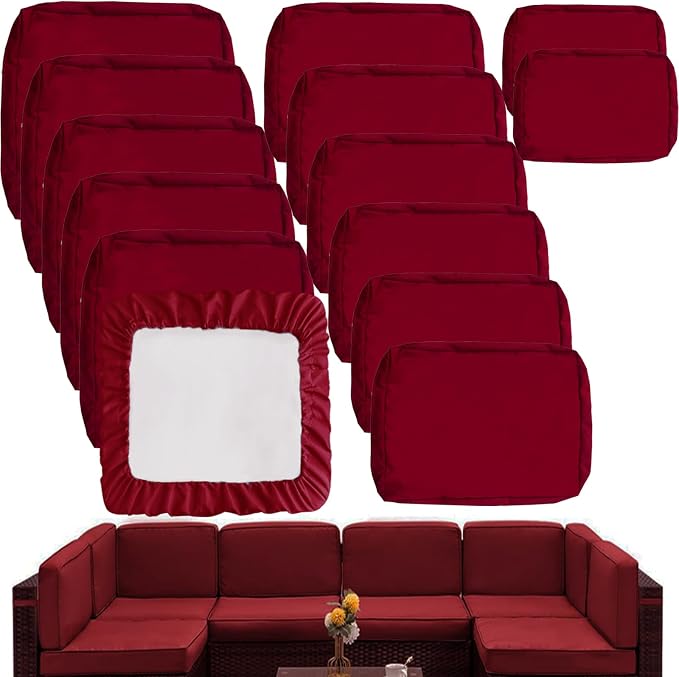 Sqodok Outdoor Cushion Covers 14Pcs Patio Cushion Slipcovers, Replacement by Sqodok