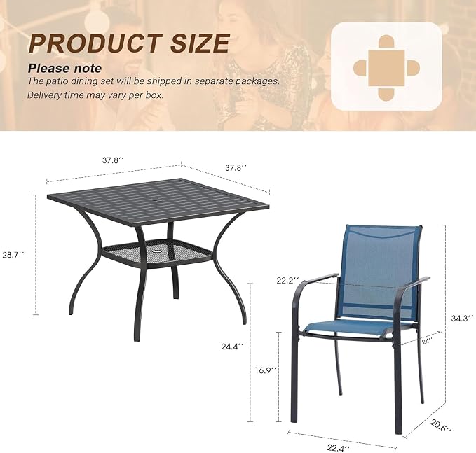 VICLLAX 5 Pieces Patio Outdoor Dining Set - Image 2