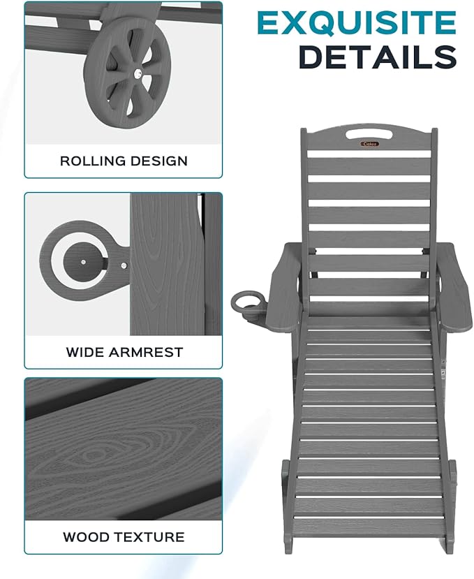Ciokea Outdoor Lounge Chair Set of 4, All Weather Patio Chaise Lounge Chair - Image 5