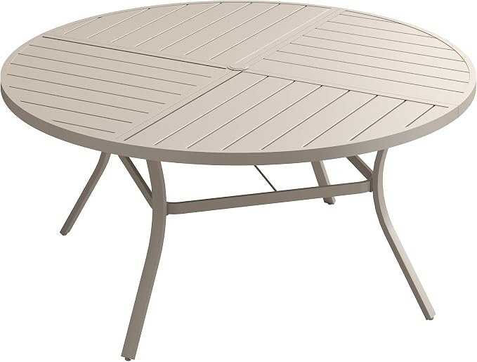 Patio Dining Table for 6, Round Metal Outdoor Table by VOXBIN