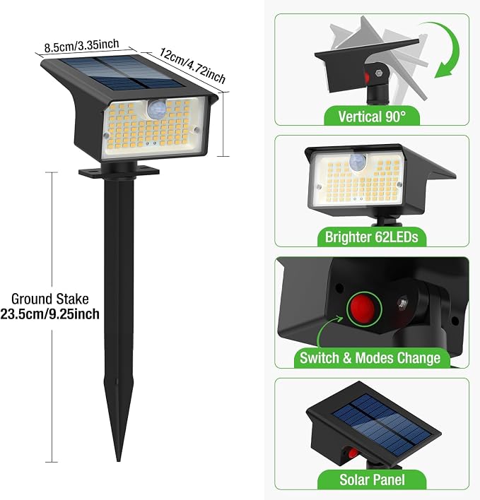 Solar Spot Lights Outdoor Motion Sensor, 3 Modes Motion Sensor Outdoor Lights - Image 7