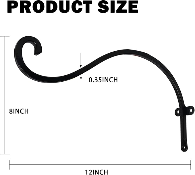 Hourleey 4 Pack Plant Hanger Outdoor, 12 Inch Heavy-Duty Hanging Plant Hook - Image 2