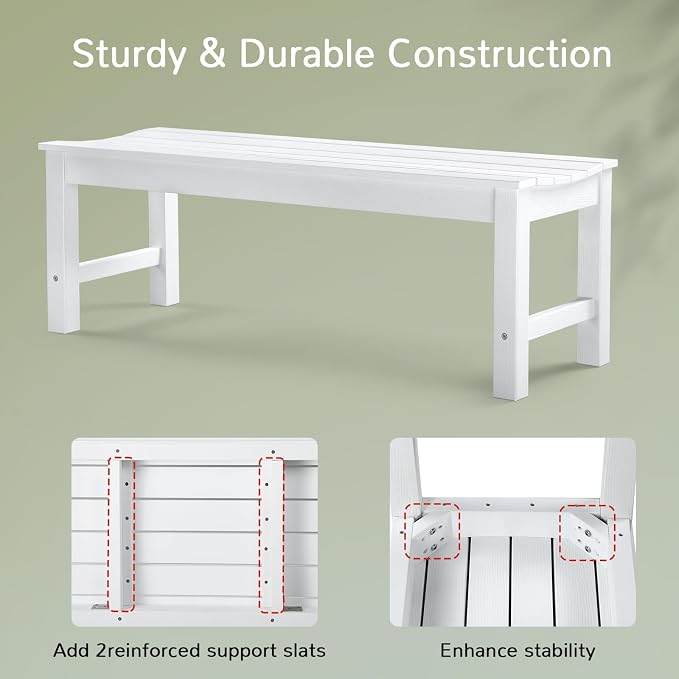 Stoog Outdoor Bench, 2-Person Patio Backless Bench, Outdoor Benches Weatherproof - Image 5