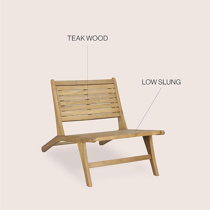 JONATHAN Y PAT2000A Leo Mid-Century Modern Wood Armless Outdoor Patio Chair - Image 4