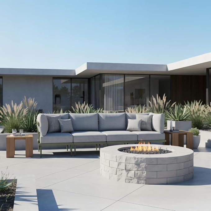 Sundale Outdoor 4 Pieces Patio Furniture Set, Metal Sectional Sofa Patio - Image 7