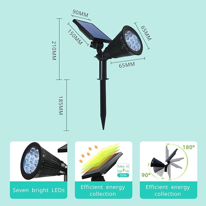 Solar Spot Lights Outdoor Color Changing, 8 Lighting Modes 2-in-1 Solar Lights - Image 2