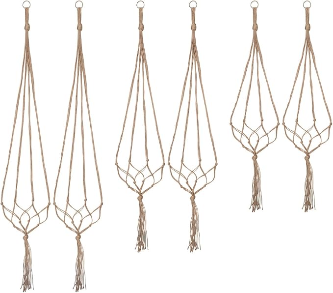 Petutu Plant Hangers Indoor Macrame Hanging Planter Holder 6 Pack, 3 Sizes by Petutu