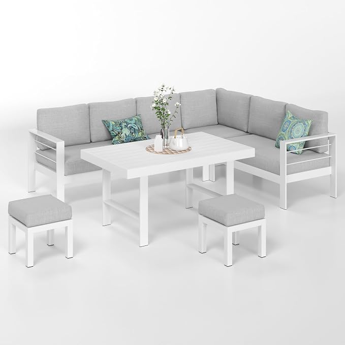 Solaste Aluminum Patio Furniture Set, Metal Patio Sectional Sofa by Solaste