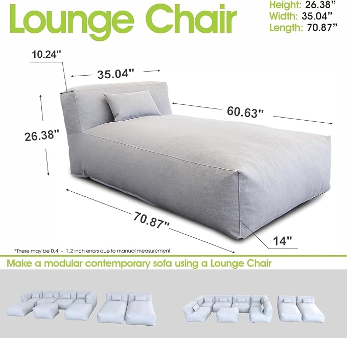 Outdoor Bean Bag Lounger Chair, Big Comfy Outdoor Daybed - Image 2