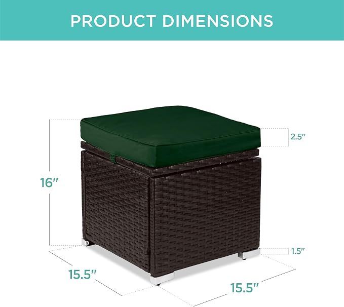 Best Choice Products Set of 2 Wicker Ottomans, Additional Seating, Side Table - Image 2