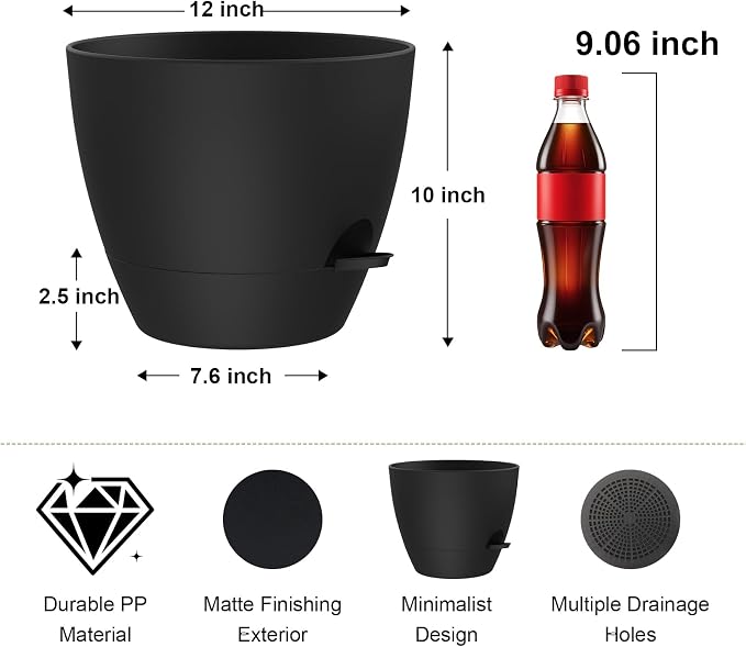 12 Inch Large Self Watering Pots, Flower Pots - Image 2