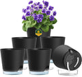 6 inch Self Watering Pots for Indoor Outdoor Plants, 6 Pack Flower Plant Pots by Meowell
