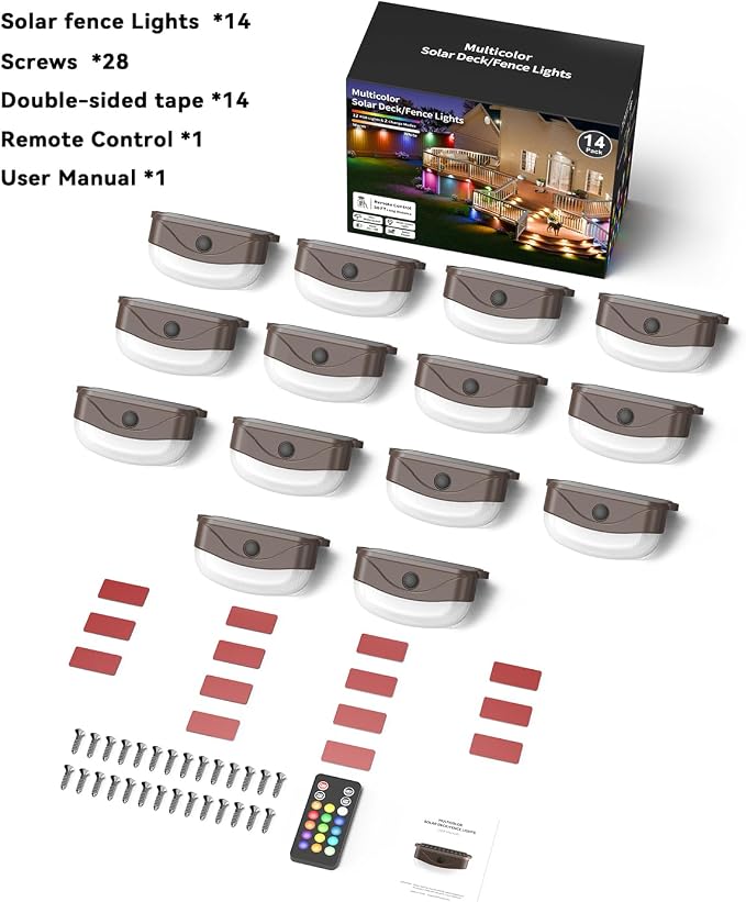 Solar Fence Lights with Remote Control 50ft, 15 Multi Colors Solar Powered - Image 9
