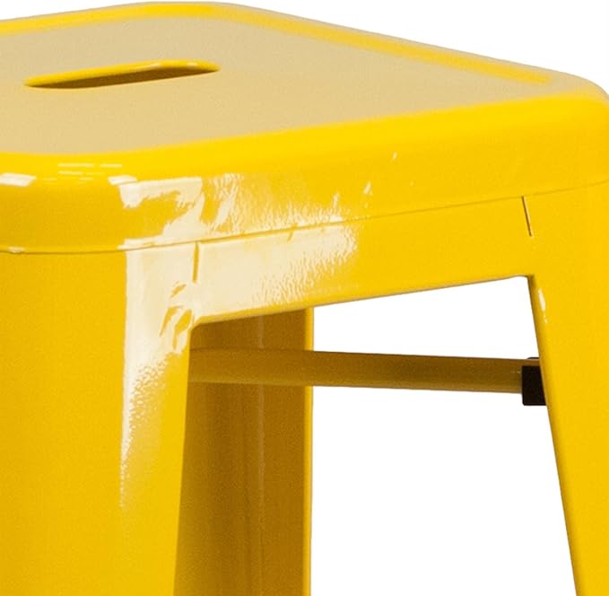 Flash Furniture Commercial Grade 30" High Backless Yellow Metal Indoor-Outdoor - Image 9