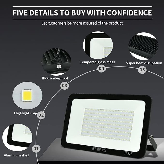 4Pack LED Flood Light Outdoor, 50W LED Work Light 5500lm - Image 2