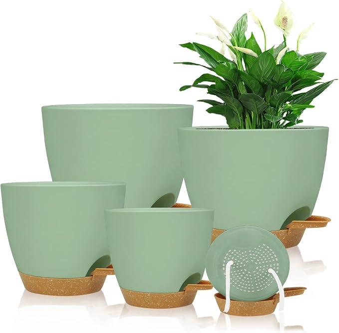 Self Watering Planters with Drainage Holes Reservoir, Nursery Planting Pot - Image 9