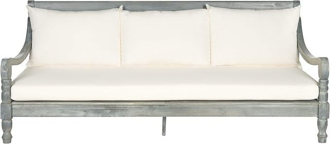 Safavieh Outdoor Collection Pasadena Ash Grey/ Beige Acacia Wood Cushioned by SAFAVIEH