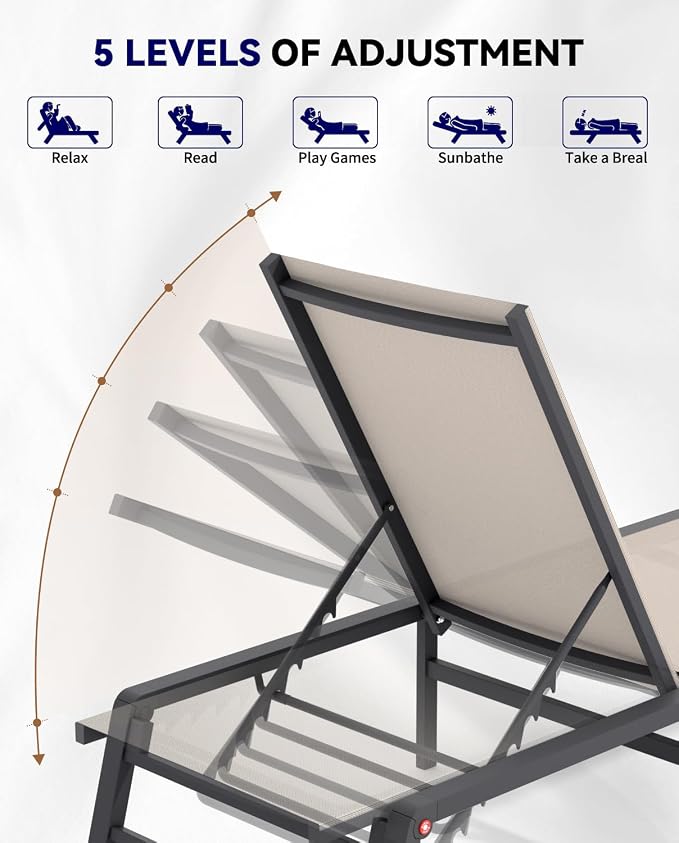 Chaise Lounge Chair Outdoor Aluminum Patio Lounge Chair - Image 6