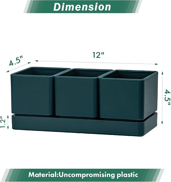 D'vine Dev Herb Garden Planter Set, Plastic Plant Pots - Image 3