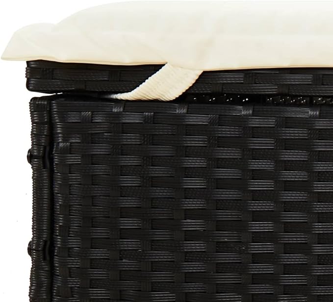 vidaXL - 2-Person Black Poly Rattan Sunbed - Image 7
