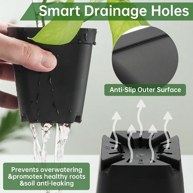 100 Pack Plant Nursery Pots 3.15 Inch, Durable Square Seedling Pots - Image 2
