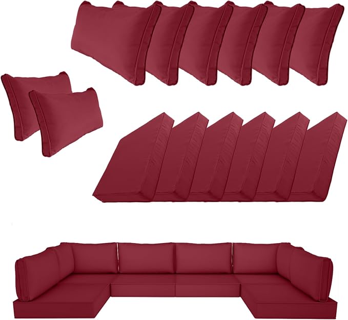 14 Piece Outdoor Patio Cushion Cover Replacement, Waterproof Patio Cushion by SpaceHop