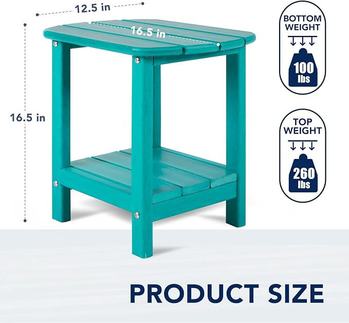 nalone Adirondack Side Table 16.5" Outdoor Side Table HDPE Plastic Double - Image 3