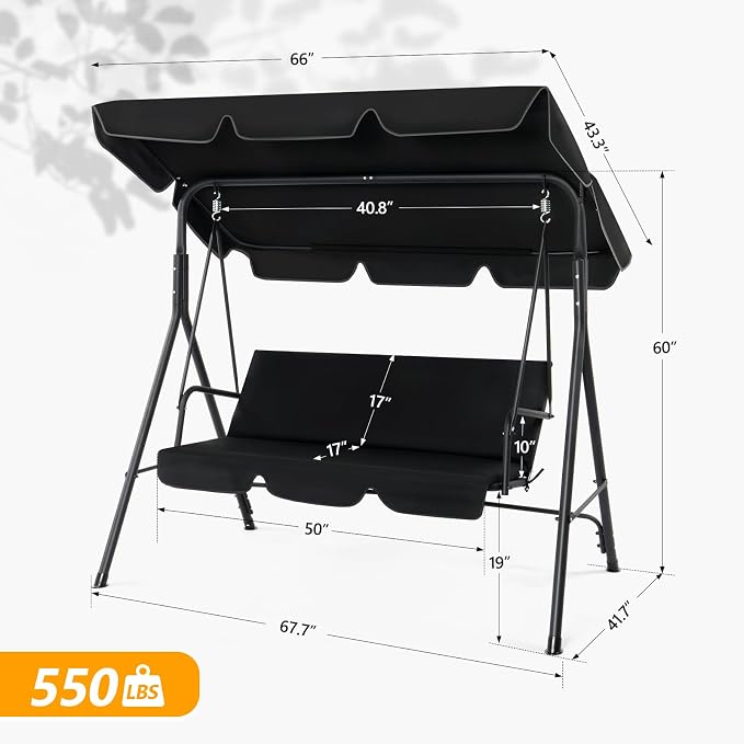 VINGLI 550 LBS Outdoor Porch Swing - Image 5