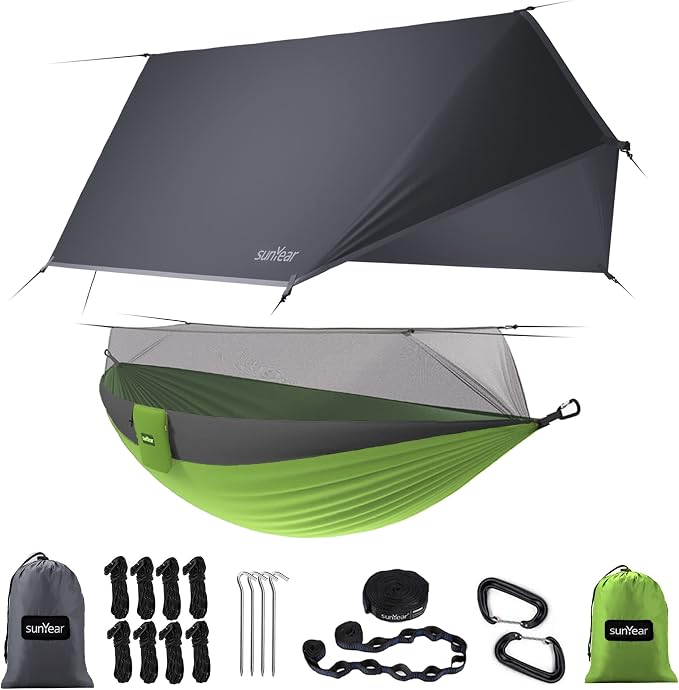 Sunyear Camping Hammock, Portable Single & Double Hammock by SleepSafeSwingFree