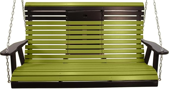 5FT Lime Flip-Cup ROLLBACK Porch Swing Bench, Amish-Made Poly Lumber Wood - Image 2