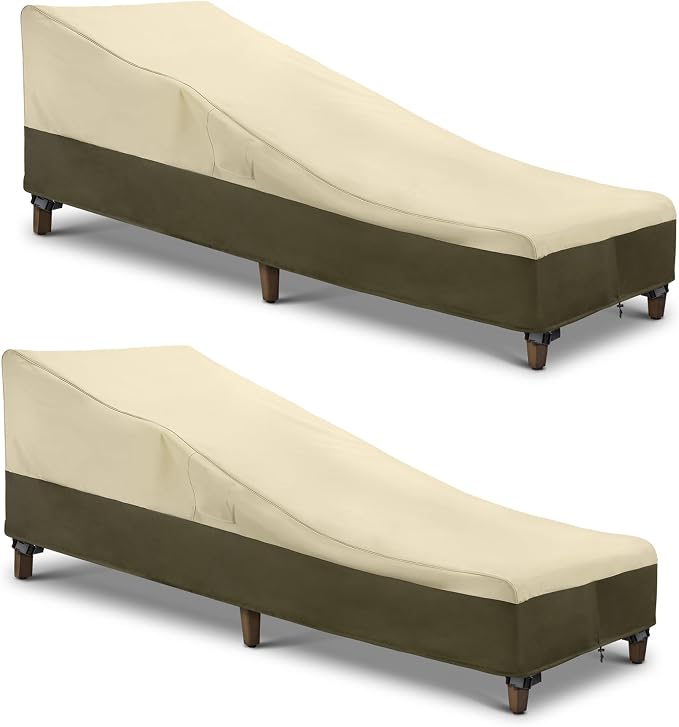 SunPatio Chaise Lounge Cover Outdoor Waterproof, Heavy Duty 2 Pack Patio Lounge by SunPatio
