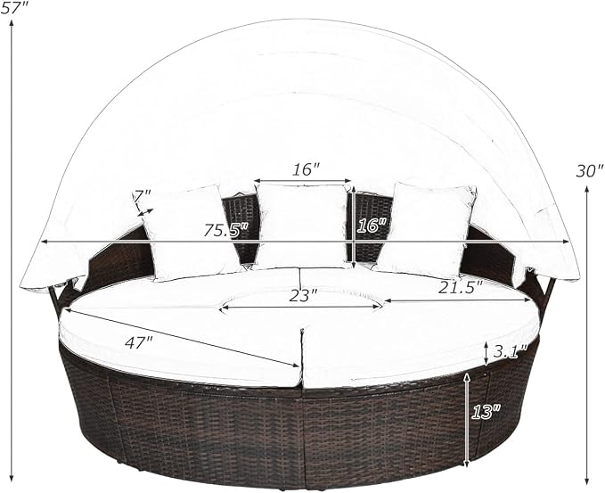 Tangkula Patio Round Daybed - Image 6