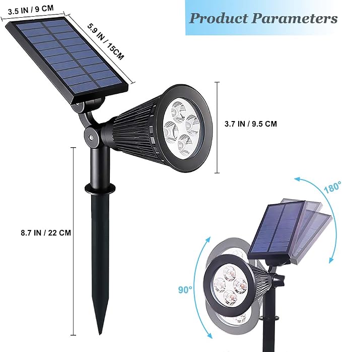 Solar Lights Outdoor, 4-LED Solar Spotlight LED Landscape Lights IP67 - Image 4