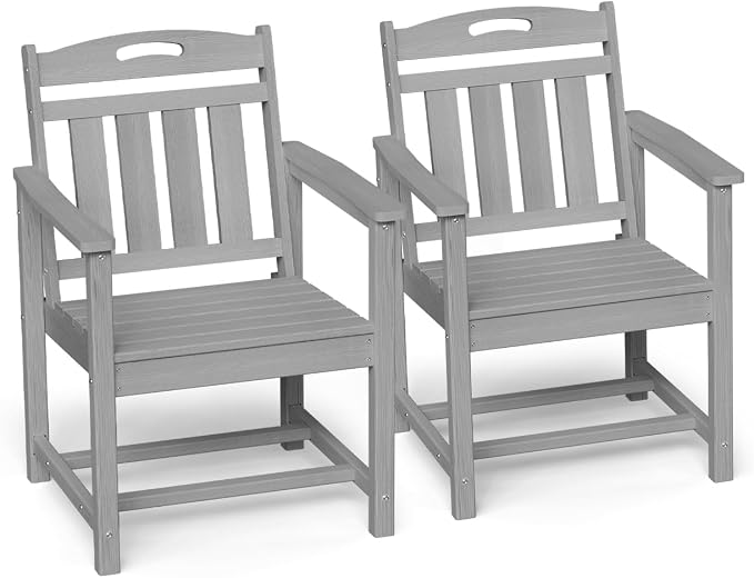 Ciokea HDPE Outdoor Patio Dining Chairs Set of 2, All-Weather Porch Chair by CIOKEA