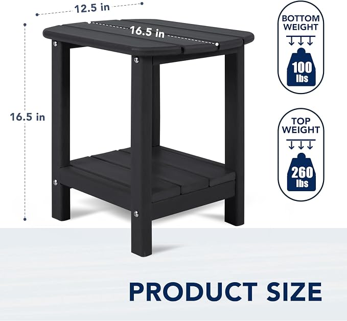 nalone Adirondack Side Table 16.5" Outdoor Side Table HDPE Plastic Double - Image 3