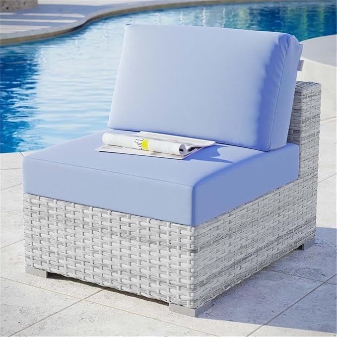 Modway Convene Wicker Rattan Outdoor Patio Armless Chair in Light Gray Light - Image 2