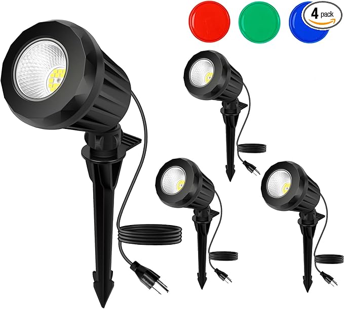 Spotlight Outdoor – 120V Plug-in, 2700K Warm White LED Landscape Spot Lights by Holeva